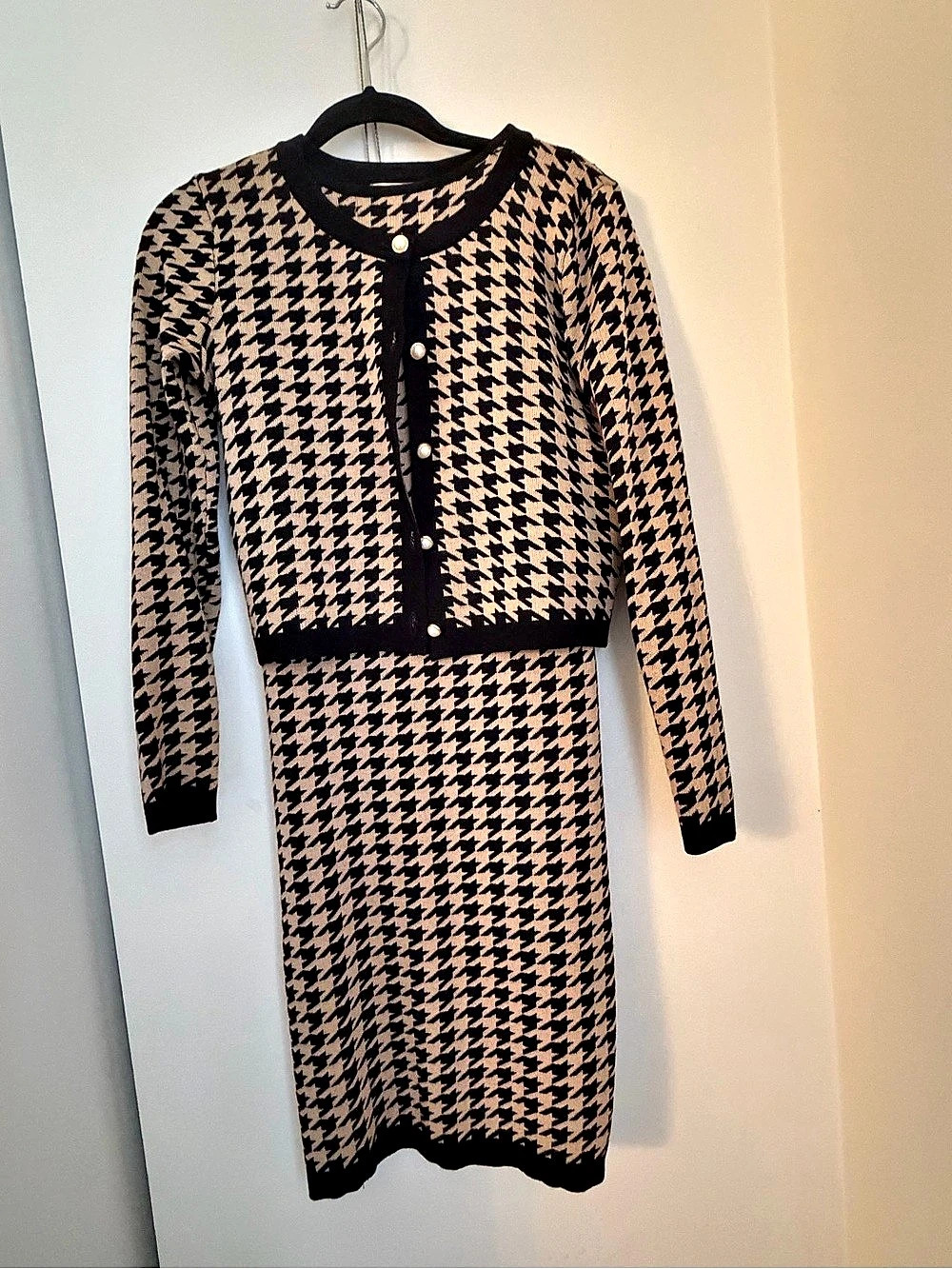 Taylor Houndstooth Midi Dress